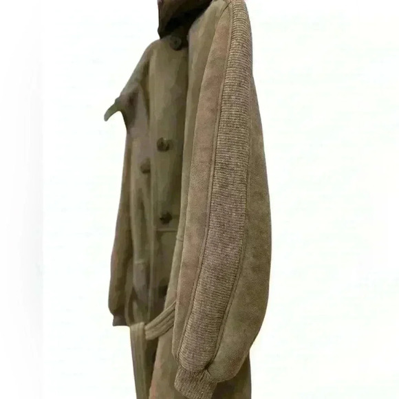 Vintage Morland's of England Long Lambskin & Suede Leather Women's Coat Sz 8 - Picture 4 of 14